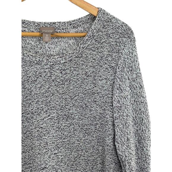 Chico’s Size 3 Gray Sweater with Fringed Bottom Size 16/18-‎ Comfy & Stylish! - Picture 5 of 10